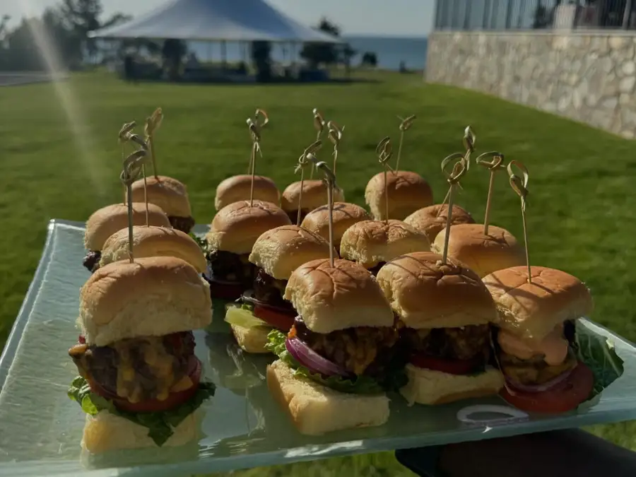 tray of sliders for catering events
